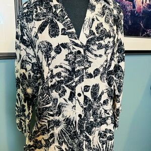 Harve Benard Monochrome Patterned Shirt Button Up Size XL